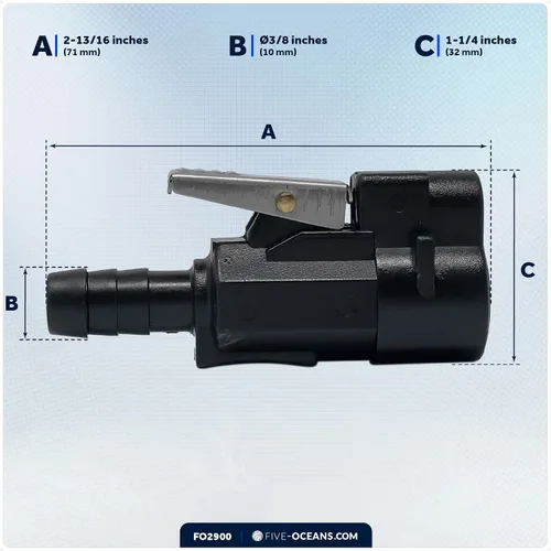 Miniatura 7 de Five Oceans Conector de extremo de tanque de combustible hembra de púas de 3/8 pulgadas compatible con Mercury (Post-1998), reemplaza la pieza