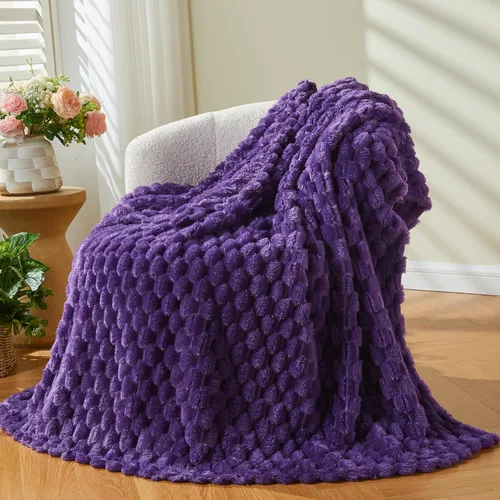 Miniatura 24 de NEWCOSPLAY Manta de Tiro Súper Suave Aqua Franela Sedosa Premium Forro Polar Jacquard Acanalado 3D Ligero Manta de Cama Uso en Todas las Estaciones