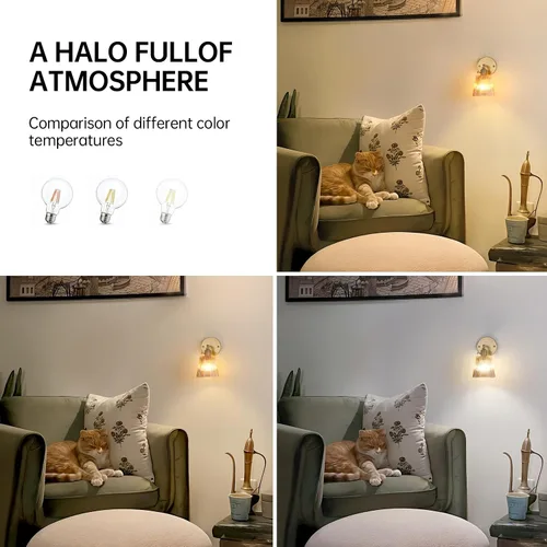 Miniatura 8 de Shenmoyl Juego de 2 apliques de pared vintage con pantalla de vidrio a rayas ámbar, apliques de latón ajustables de 180 grados, con cable de Raya