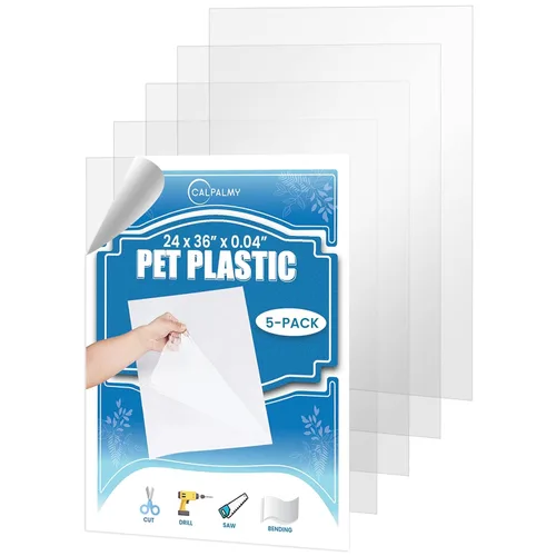 Paquete de 5 láminas de PET/plexiglás, sustituto irrompible y ligero para anteojos, gran uso para invernadero, marcos de póster, seguro para niños y