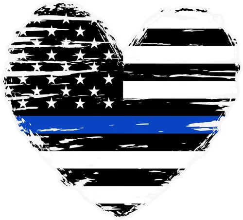 Stickios Calcomanía delgada de corazón de línea azul – Back the Blue – Calcomanía de policía con bandera estadounidense para automóvil, camión y