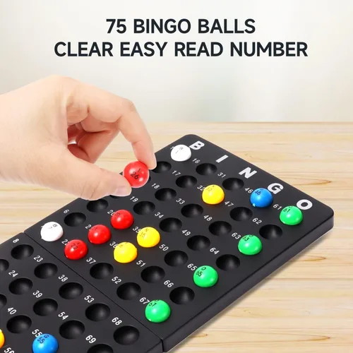 Miniatura 5 de GSE Games & Sports Expert Juego de bingo de lujo con jaula de acero, tablero maestro, 75 bolas, 150 fichas, 18 tarjetas de bingo para fiestas