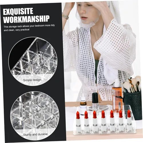 Miniatura 8 de Vaguelly Acrylic Lipstick Holder 26-Grid Makeup Organizer for Vanity Delicate Lipstick Rack Dustproof Design for Beauty Enthusiasts