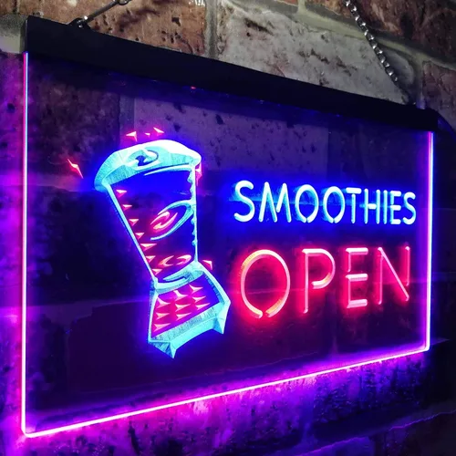 Miniatura 3 de ADVPRO Smoothies Open Shop - Letrero de neón LED de doble color, azul y rojo, 12 x 8.5 pulgadas, st6s32-i0264-br