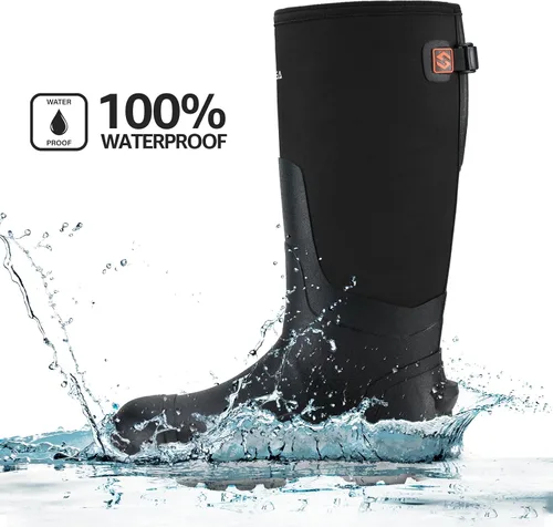 Miniatura 4 de HISEA Botas de lluvia mejoradas para hombre, impermeables, aisladas, de goma, botas de caza de barro, pantorrilla ajustable