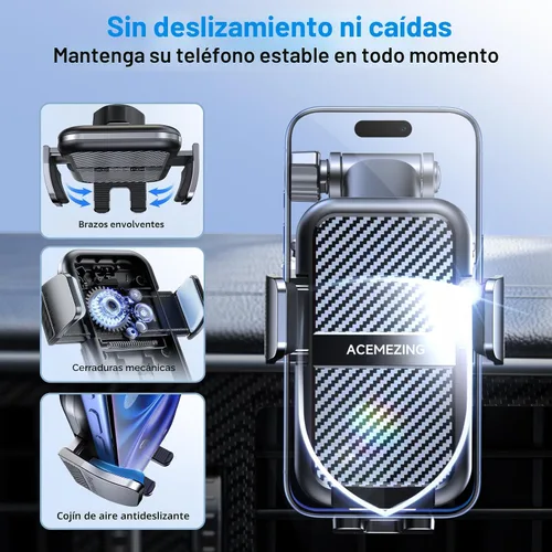 Miniatura 4 de Soporte 3 en 1 para teléfono de coche [122+LBS de succión más fuerte y brazo de abrazadera estable] Soporte de teléfono ajustable de 360°