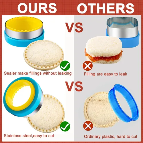 Miniatura 3 de Cortador de sándwiches para el almuerzo de los niños, 22 piezas (GRANDE), máquina de sándwiches de Nifogo y juego de cortadores de galletas