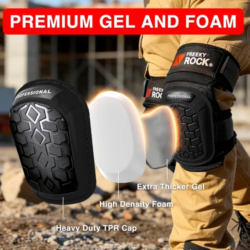 Miniatura 3 de Rodilleras para hombre, rodilleras de construcción para trabajo con tapa antideslizante de alta resistencia, rodilleras de trabajo con acolchado