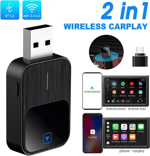 Miniatura 2 de 2026 Upgraded Wireless Carplay Adapter for BMW X6 (G06) 2019-2026 2-in-1 Mini Auto Adapter Wired CarPlay to Wireless Fast Connection,A-Black