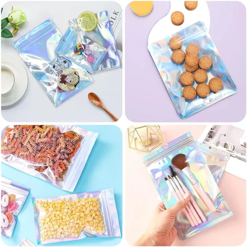 Miniatura 8 de Bolsas holográficas, bolsas resellables a prueba de olores de 3 x 4 pulgadas para alimentos, pequeñas empresas y fiestas (100 unidades)