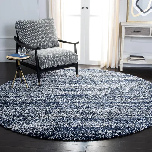 Miniatura 25 de SAFAVIEH Hudson Shag Collection - Alfombra decorativa de 2 x 3 pies, color marfil y azul marino, no desprende pelusa y de fácil cuidado, 2 pulgadas