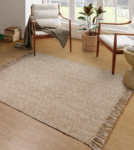 Miniatura 83 de Collive - Tapete de pasillo de cocina, 2 x 4.3 pies, tejido a mano, reversible, lavable, de algodón, color blanco/beige, para baño, pasillo