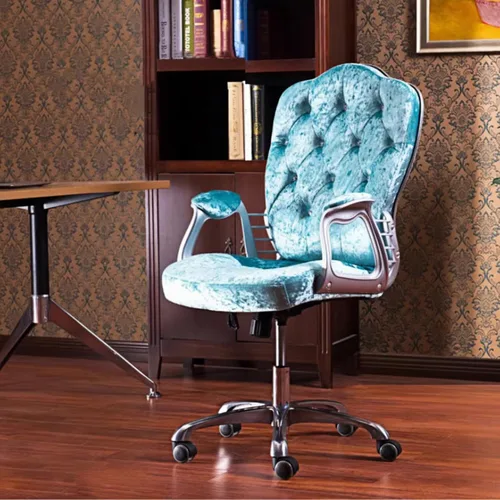 Miniatura 13 de Silla de oficina en casa, silla giratoria ergonómica para computadora con soporte lumbar, reposabrazos ejecutiva, con reposabrazos fijos, altura Oro