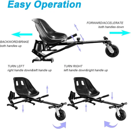 Miniatura 8 de Hishine Accesorio de Kart Hoverboard con amortiguadores dobles y rueda todoterreno de 6 pies, capacidad de 265 libras, longitud ajustable de 26 a