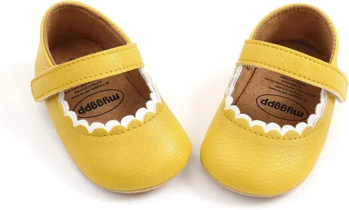 Miniatura 5 de WILLFUN Zapatos planos Mary Jane para bebé niña, diseño floral, vestido de princesa, zapatos de cuna antideslizantes para los primeros pasos