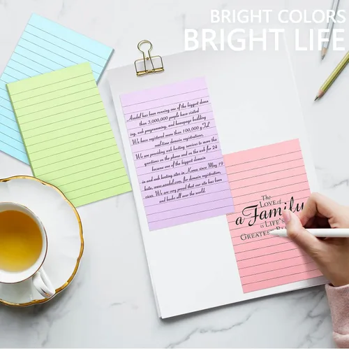 Miniatura 4 de Thenshop Paquete de 20 500 hojas (50/bloc) de notas adhesivas forradas de 4 x 6 pulgadas, color pastel, grandes bloc de notas con líneas rayadas