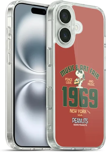 Miniatura 92 de Head Case Designs Funda de gel Woodstock 50th con licencia oficial de Peanuts Snoopy Guitar 1969 [protección de grado militar] compatible con Apple