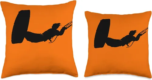 Miniatura 3 de Kitesurf Gifts and Surf Lover Tees by taiche Kiter Action - Almohada de kitesurfer estilo libre, color negro, 16 x 16 pulgadas, multicolor