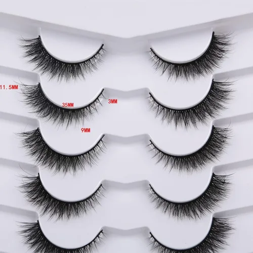 Miniatura 36 de Pooplunch - Pestañas postizas finas de visón sintético, estilo ojo de gato, naturales, cruzadas, tipo racimo, efecto 8D de volumen, tiras