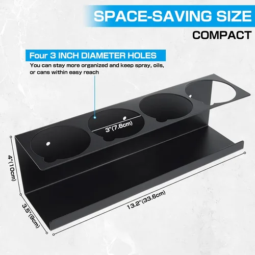 Miniatura 2 de RealPlus Soporte para latas de aerosol en aerosol, soporte para botellas de 4 latas, de acero resistente, montado en la pared, para garaje y espacio