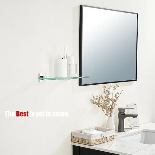 Miniatura 4 de JQK Estante de cristal para baño cromado, almacenamiento de ducha de vidrio templado de 12 x 5 pulgadas, montaje en pared cromado pulido de acero