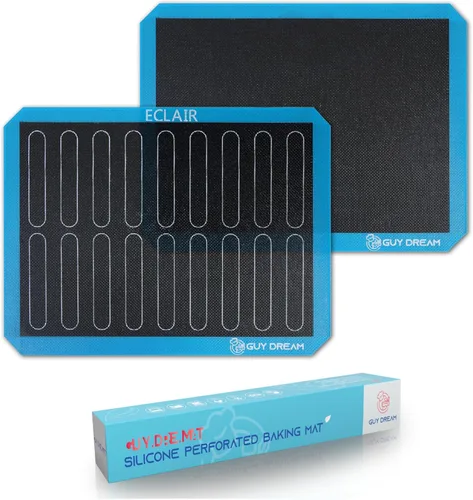 Miniatura 8 de GUY DREAM - Alfombrilla de silicona perforada antiadherente para hornear de 11-4/5 x 15-3/4 pulgadas, 2 alfombrillas Eclair para hornear, malla al