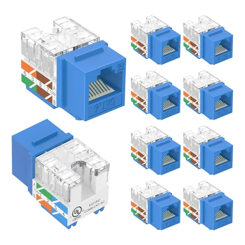 Miniatura 14 de VCELINK RJ45 Cat6 Keystone Jacks Slim Profile UL Listed 10-Pack, 90 grados Ethernet Punch Down Keystone Jack Adapter en rojo