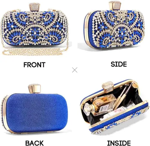 Miniatura 2 de Yokawe Bolso de mano de noche de cristal para mujer, bolso de boda nupcial con diamantes de imitación para fiesta