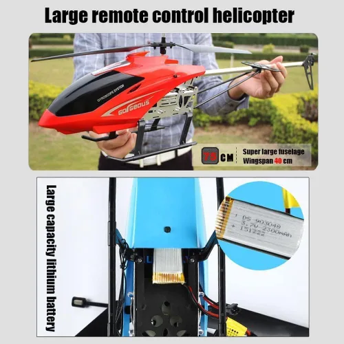 Miniatura 2 de Rojo Grande Resistente a Caídas Helicóptero RC 3.5 Canales Helicóptero de Control Remoto Juguetes de Regalo con Luz LED Nocturna