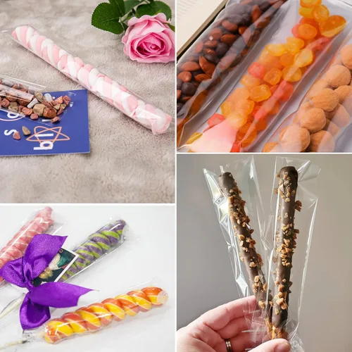 Miniatura 6 de 2x10 Pulgadas 240 Piezas Bolsas Transparentes para Palitos de Pretzel, Bolsas de Celofán Autoadhesivas y Resellables para Empaquetar Palitos