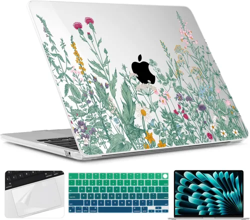 Miniatura 19 de TWOLSKOO Funda para MacBook Air de 15 pulgadas 2025 2024 2023 versión M4 A3241 M3 A3114 M2 A2941, carcasa rígida de plástico y protector