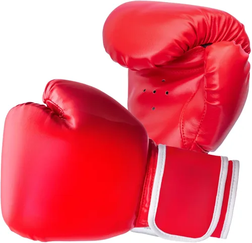 Miniatura 8 de Guantes de boxeo para niños y niñas, jóvenes de 4 a 10 años, guantes de entrenamiento para saco de boxeo, kickboxing, Muay Thai, color rojo