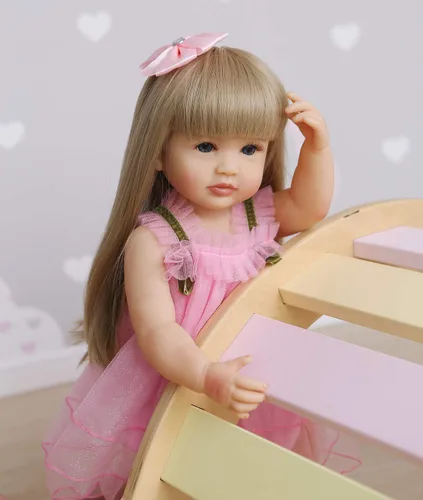 Miniatura 4 de RXDOLL Muñecas reborn de bebé de cuerpo completo de silicona y vinilo, niña de 22 pulgadas / 55 cm, muñeca realista y recién nacida, bebé de aspecto