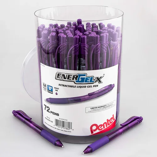 Miniatura 6 de Pentel EnerGel-X Bolígrafo de gel retráctil, (0.028 in) línea media, tinta negra, recipiente de 72 unidades (BL107PC72A)