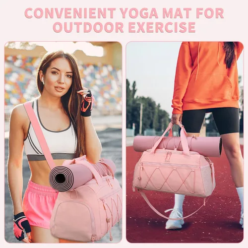 Miniatura 6 de Bolsa de gimnasio para mujer, bolsa de viaje deportiva de 40 L, mochila de gimnasio con compartimento para zapatos, bolsa de mano para fines