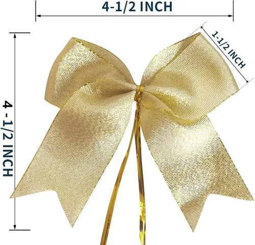 Miniatura 3 de 36 piezas lazos dorados metálicos de 4-1/2 pulgadas con ataduras giratorias para envolver regalos, embalaje, decoración navideña (4.5", W.Gold)