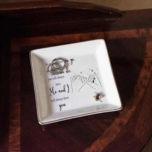 Miniatura 3 de HOME SMILE - Bandeja de cerámica para anillos para mamá, hermana, amigas