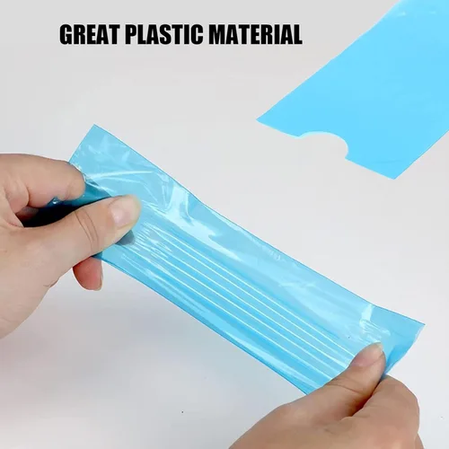 Miniatura 8 de 200pcs cubiertas azules de la pluma del tatuaje, mangas plásticas desechables para bolígrafos estándar de la máquina