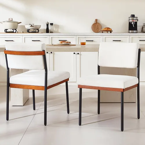 Miniatura 12 de Juego de 2 sillas de comedor modernas, sillas de cocina con cojines gruesos y almohadillas ajustables, sillas de comedor tapizadas de piel sintética
