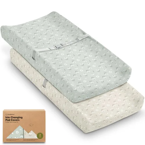 Miniatura 13 de Paquete de 2 fundas orgánicas para cambiador para niña, niño, neutro - 100% algodón, funda para almohadilla de mesa cambiadora, sábanas suaves