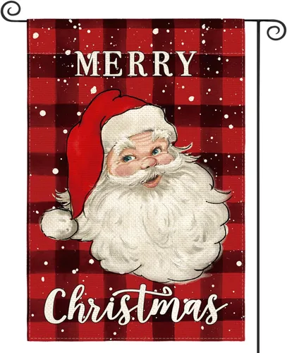 Miniatura 10 de AVOIN colorlife Bandera de casa de Papá Noel de Navidad de 28 x 40 pulgadas de doble cara, bandera decorativa al aire libre de Navidad, verde