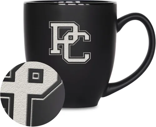 Miniatura 236 de Rico Industries - Taza de cerámica mate negra con grabado láser estándar de 15oz para NCAA (escuelas T & U) - Para bebidas calientes o frías