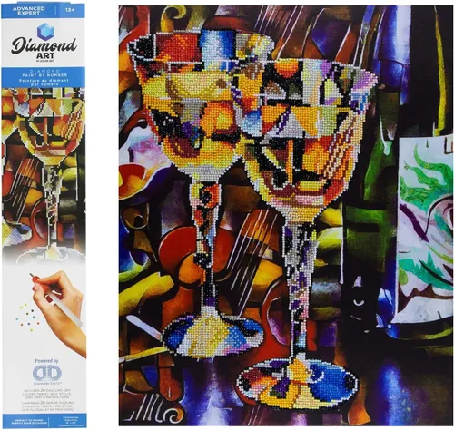 DIAMOND ART BY LEISURE ARTS Kits de pintura de diamantes para adultos de 14 x 16 pulgadas, vino abstracto avanzado, taladro completo, kits de arte,