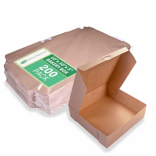 Miniatura 8 de Southern Champion Tray 23053K Caja de panadería de ventana de esquina con cerradura de cartón Kraft, 10 pulgadas de largo x 10 pulgadas de ancho x 5