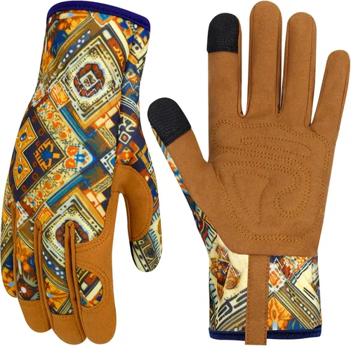Miniatura 51 de Guantes de Jardinería de Cuero MERTURN para Mujeres, Guantes de Jardín a Prueba de Espinas, Guantes de Trabajo Compatibles con Pantalla Táctil, Azul