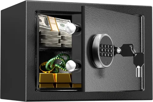 Miniatura 8 de Caja fuerte, caja fuerte de 1.2 pies cúbicos, caja de seguridad digital antirrobo con teclado electrónico y llave, cajas fuertes a prueba de fuego