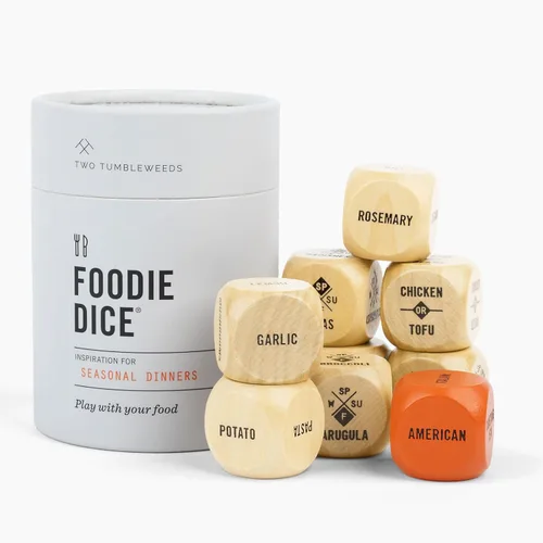 Two Tumbleweeds Foodie Dice - Nueva Edición: Juego de 9 Dados para Inspirar Comidas Creativas de Temporada con Dado de Comida para Llevar - Regalo