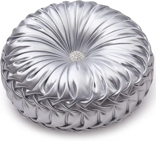 Miniatura 11 de EUCIOR Almohadas Decorativas Doradas, Almohada Circular, Almohadas Decorativas Plisadas de Calabaza Hechas a Mano, Almohadas Doradas, Almohadas