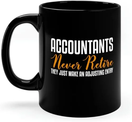 Taza negra de contador jubilado, taza de contabilidad de jubilación, divertida taza de contabilidad CPA para auditor jubilado (11 onzas)