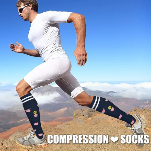 Miniatura 4 de Paquete de 3 pares de calcetines de compresión médica para mejorar la circulación de mujeres y hombres, para correr, hacer deporte y amamantar